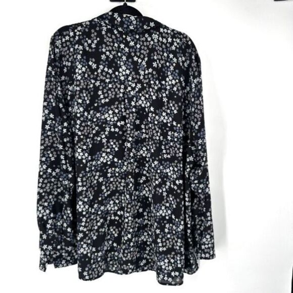 Lane Bryant Womens Floral Roll Tab Long Sleeve Button Down Blouse Black Size 3XL - Picture 3 of 14